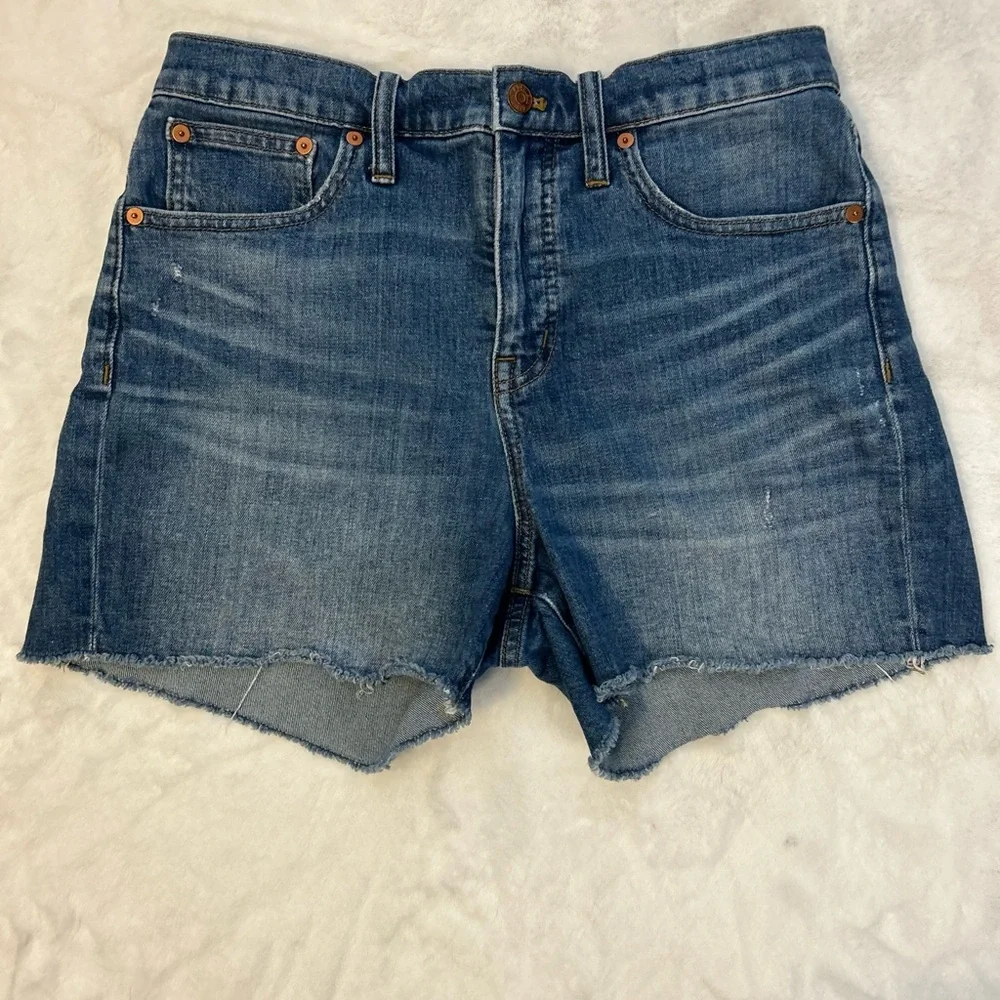 Madewell High Rise Denim Cutoff Shorts Raw Hem Blue Jean Shorts 28 - Picture 2 of 8